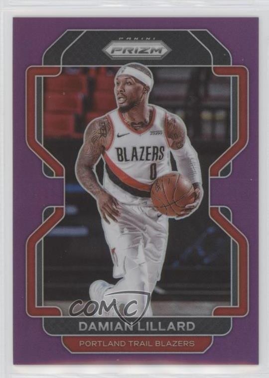 2021-22 Panini Prizm Purple Prizm 9/99 Damian Lillard #116 9b3