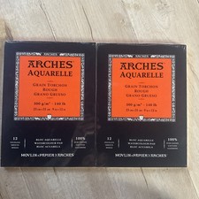 2 Arches White 100 Cotton Watercolor Paper 9x12 Cold Press Hot Press Rough P10
