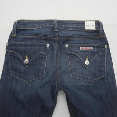 Hudson Womens Bacara Crop Straight Cuffed Jeans 24 Dark Wash Y2K Flap Pockets