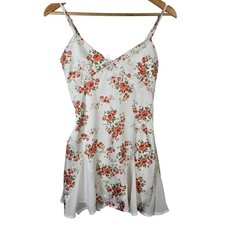Forever 21 Women's Slip Dress Floral Print White Red Mini Spaghetti Strap Size S