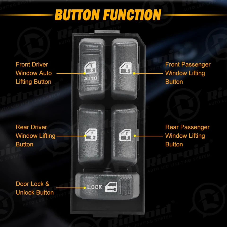 PARA 95-05 CHEVY GMC C/K PICKUP LADO DEL CONDUCTOR MASTER INTERRUPTOR DE CONTROL DE VENTANA ELÉCTRICA Foto 3 de 4