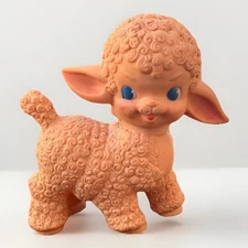 Vintage 1955 The Sun Rubber Co Baby Lamb Toy Squeaker Works 