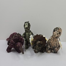 Walt Disney World Dinosaurs Lot of 4 Mini Bean Bag Plush T Rex Triceratops NWT