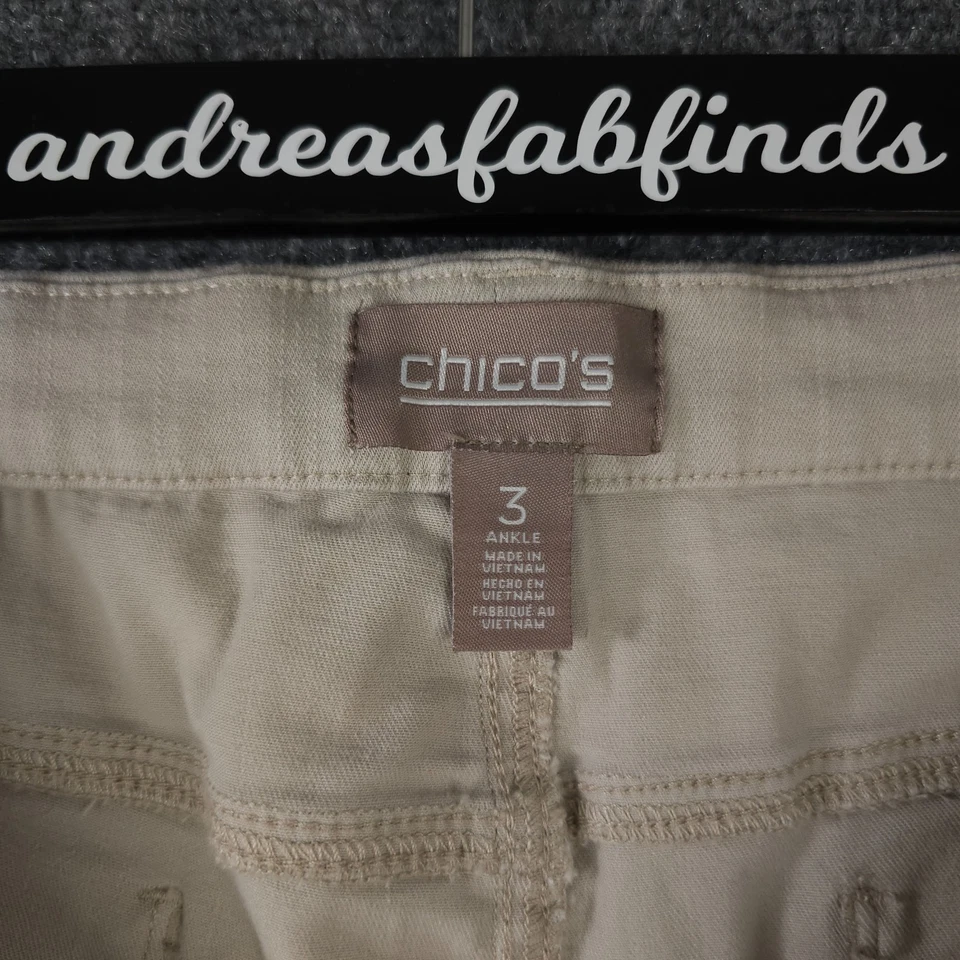 Chicos Jeans Womens 3 US 16 Beige Straight Leg Ankle Stretch Denim High Rise - Image 3 of 4