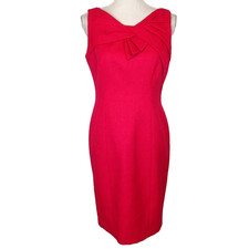 David Meister Sleeveless Textured Fuchsia Pink Dress Sz 6 Preppy Cocktail bow