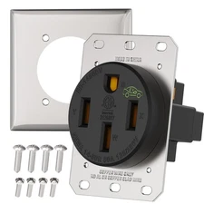 RVGUARD 50 Amp EV Charging Receptacle, NEMA 14-50R Power Outlet, 125/250... 