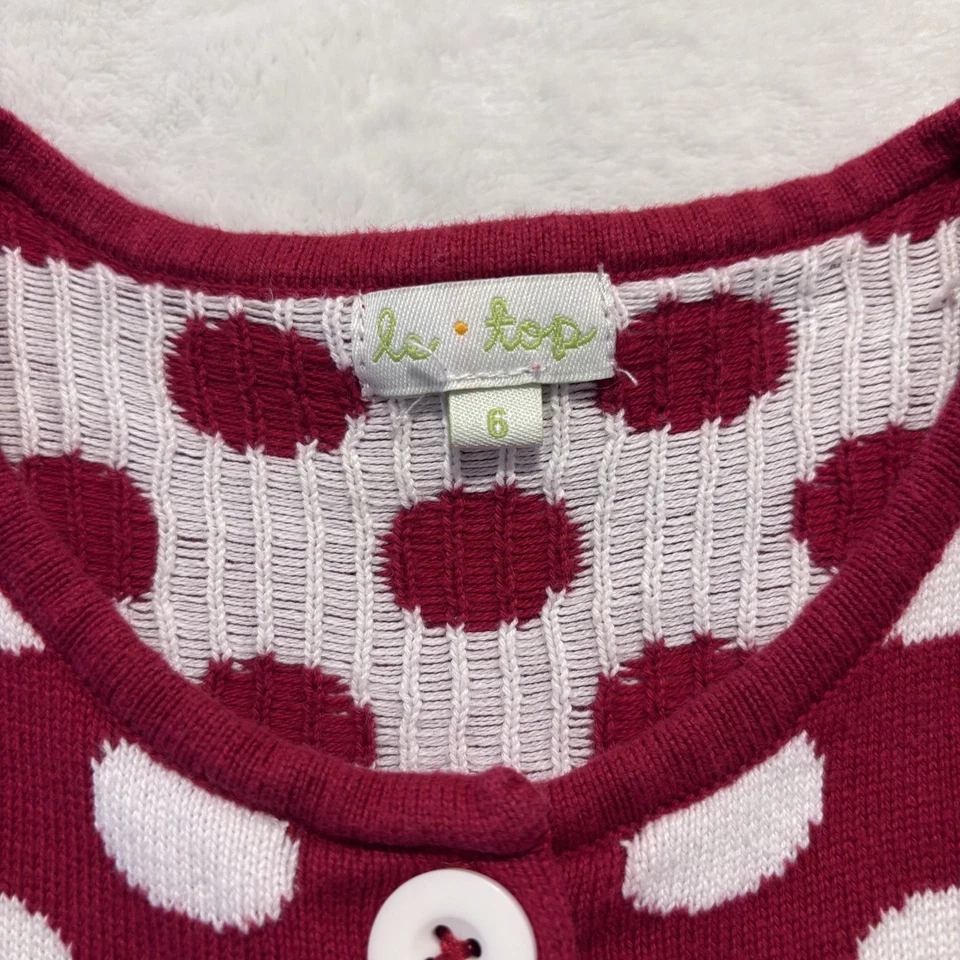 Vestido Le Top Niñas Pequeñas Talla 6 Rojo Blanco Rayas Lunares Navidad San Valentín Foto 3 de 4