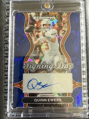 Panini 2025 Prizm Draft Picks Quinn Ewers Longhorns Blue Cracked Ice Auto /75
