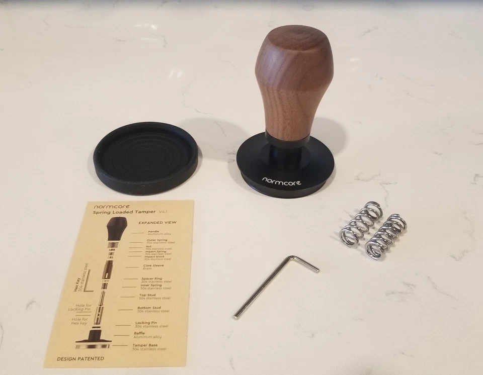 Normcore Coffee Tamper V4.1 эспрессо с пружинной загрузкой 58,5 мм бариста коричневый орех - Изображение 2 из 4