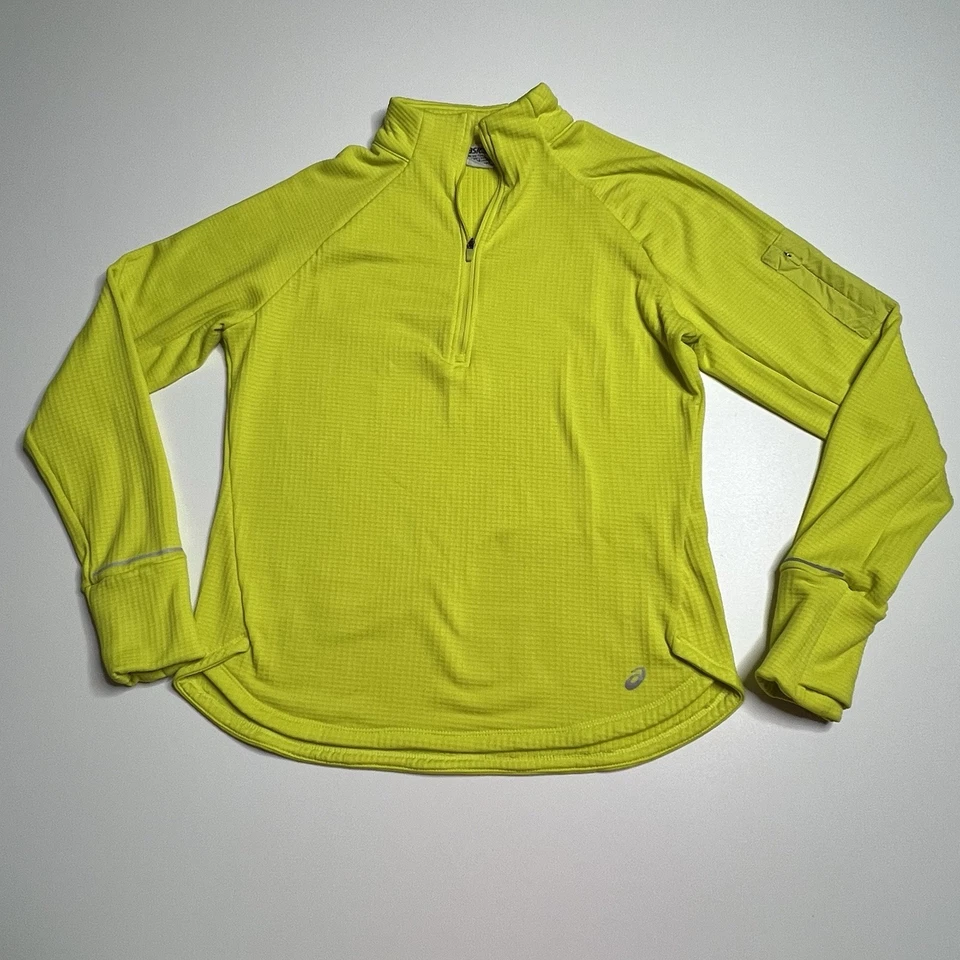 Camiseta de running de invierno con media cremallera polar rejilla térmica amarillo neón talla XS de ASICS para mujer Foto 2 de 4