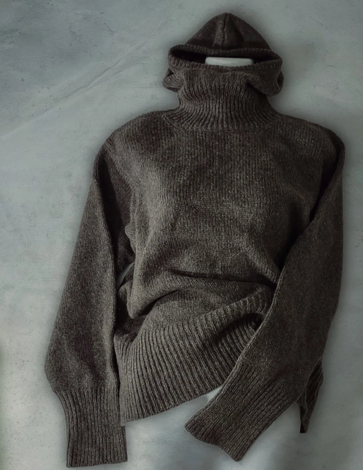 Rachel Comey Alpaca Wool Fisherman Hooded Faux Hood Minimalist Blend Sweater L - Image 3 of 4