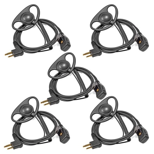 HYSHIKRA 2 Pin Radio Earpiece with PTT D Shape Headset Compatible with Motorola