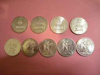 LOT de 9 Pièces de 100 Francs Argent Pantheon Lafayette et Droits de l'Homme