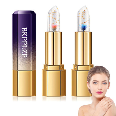 2 Pack Crystal Flower Jelly Lipstick, Magic Color Changing Lipstick
