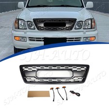 Matte Black Front Grille Fit For Lexus Lx 470 2003-2007 Wlittle Yellow Light