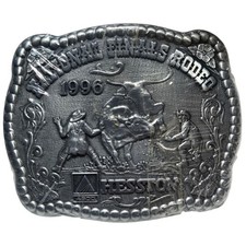 1996 NFR Rodeo Belt Buckle HesstonNational Finals Clown Bull Cowboy NOS