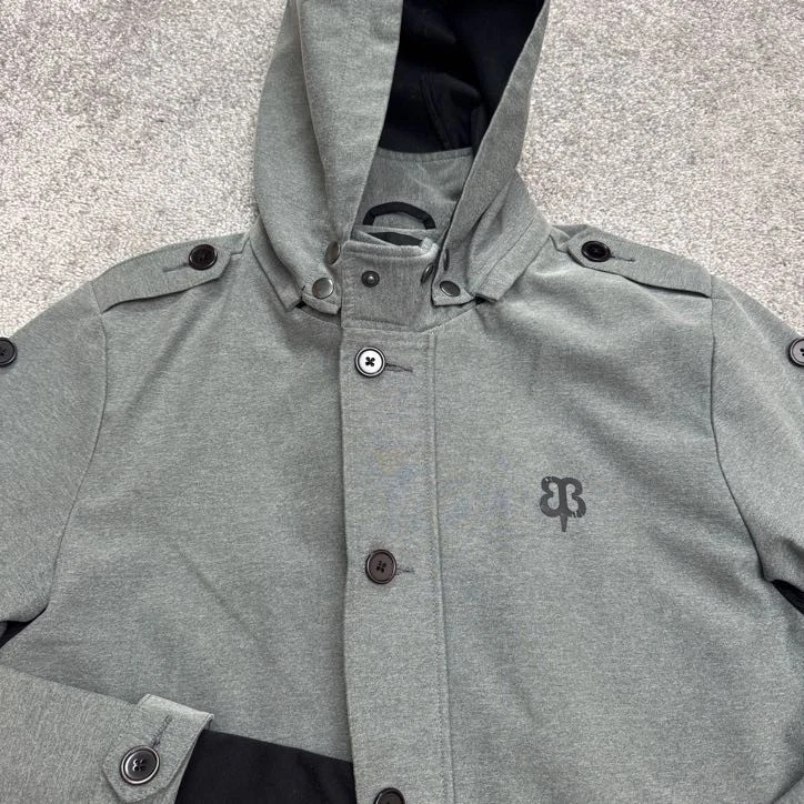 Betabrand Sudadera con Capucha Chaqueta de Cercanías Abrigo Para Hombre Gris Medio Cremallera Completa Exterior Informal Foto 3 de 4