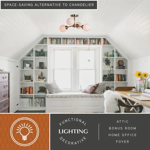 Vaxcel Lighting C0268 Orbit 4 Light 20"W Semi-Flush Ceiling - Brass - Picture 10 of 12