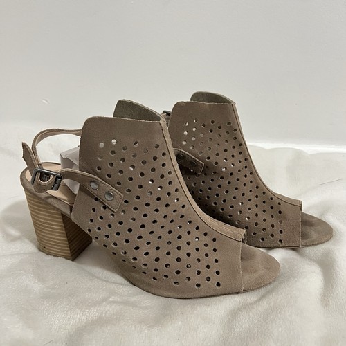 Sandali Slingback Sole Society Rena taglia 11 taupe traforati blocco mucca scamosciata - Foto 2 di 8