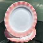 3x Vintage Hazel Atlas Crinoline Pink Ripple Edge 9" Luncheon Dinner Plate