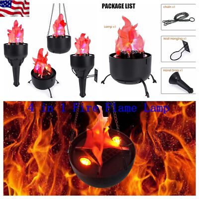 3D Artificial Fire Flames 4 IN 1 Campfire Realistic Effect Light for Halloween