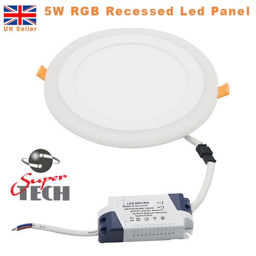 Panel de luz LED empotrada redonda de doble color 6W RGB 220-240V corte tamaño 75 mm - Imagen 2 de 6