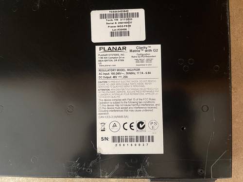 PLANAR MG2-PS3R CLARITY MATRIX PS3 REDUNDANT POWER SUPPLY MODULE 750-2077-00 - Afbeelding 6 van 7