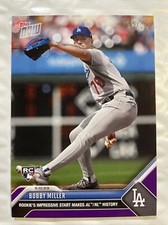 Bobby Miller - 2023 TOPPS NOW Card 423 - Purple Parallel 02/25 RC - sub-1.00 ERA