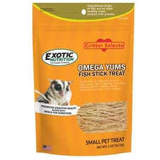 Omega Yums Fish Stick Treat for Sugar Gliders Hamsters Squirrels and more (2 oz)