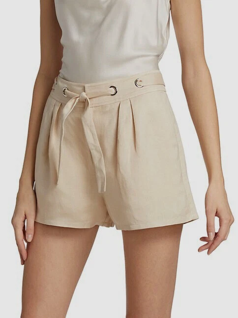 $169 PAIGE Women's Beige Teyana-Drawstring Shorts Size 2
