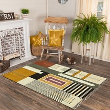 Handmade Coton Zone Tapis Main