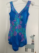 Vintage Swim Suit Maxine Hollywood Floral Roses Bathing One Piece, Size 12