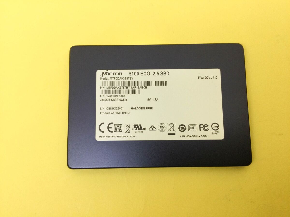 Micron 5100 ECO 3.84TB SATA 6Gb/s 2.5 Micron 5100 ECO 3.84TB SATA 6Gb/s 2.5