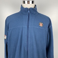 Walt Disney World Men's XL Blue Full Zip Fleece Sweater Mickey Mouse Arm Patch