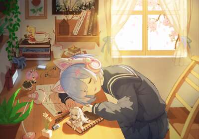 Anime rem indoors headphones rezero kara hajimeru isekai Playmat Gaming Mat Desk