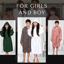 TERRY KIDS BATHROBE UNISEX 100% EGYPTIAN COTTON TOWELLING BATH ROBES SOFT TOWELS