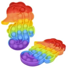 RI One Dozen 6.25" Rainbow Seahorse Bubble Poppers Fidget Toy