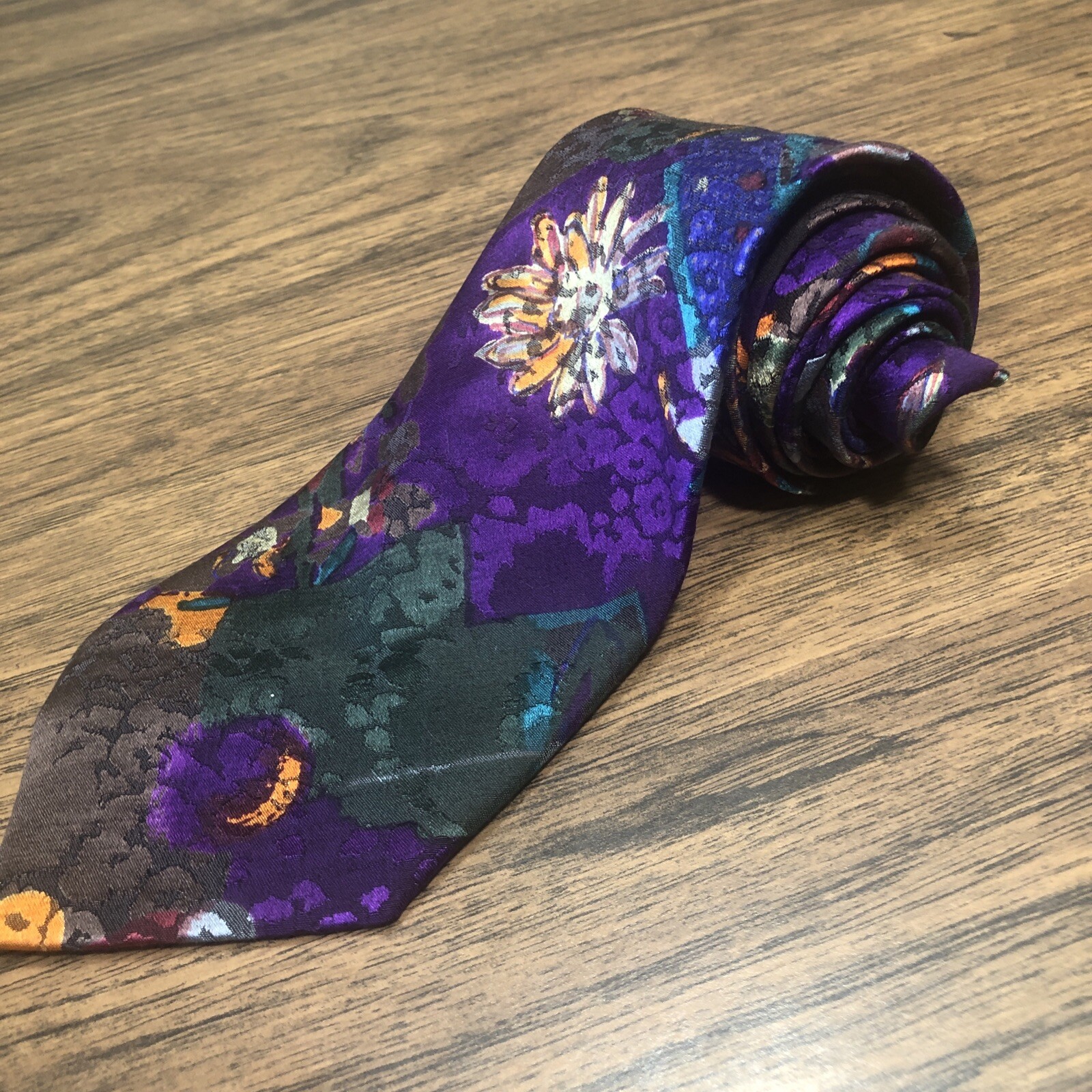AMERI Necktie Wool Silk Blend Colorful Abstract P… - image 1