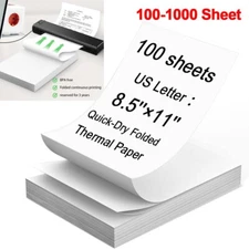 100-1000 Sheet Thermal Printer Paper 8.5" x 11" US Letter Size Inkless Printing