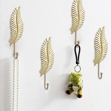 Decorative Leaves Iron Hooks 4pcs Leaf Shape Wall Mounted Hooks Modern