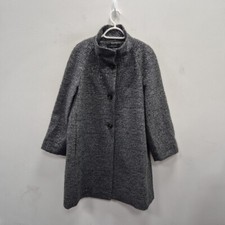 MaxMara Weekend Wool Blend Leopard Lined Single Breast Grey Overcoat Coat Uk 12