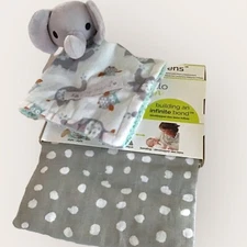 Breastfeeding Cover-up Itsy-Ritzy Muslin Nursing Scarf & Baby Elephant “Blanky”