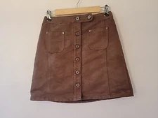 Melrose & Market Womens Brown Faux Suede Button Front Mini Skirt Size 2