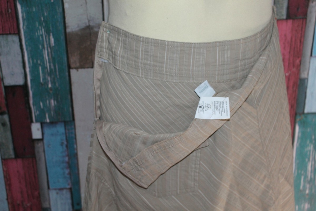 Jupe Trapèze Femme Camaïeu Taille 42 - Noir Avec Rayures Taupe Et Marron, En Coton