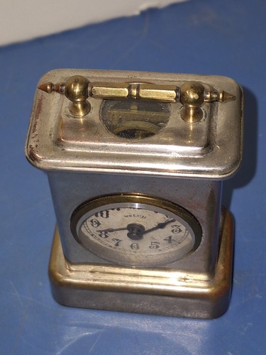 RARE UNUSUAL ANTIQUE EARLY WELCH MINIATURE CARRIAGE CLOCK WORKING - Picture 7 of 9