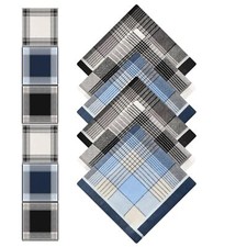 Men's Handkerchiefs Cotton Mens Handkerchiefs with Check Plaid Mens Hankies A...