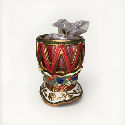 Fitz & Floyd Candleholder Jolly Ole Saint Nick Votive  with Glass Globe & Candle