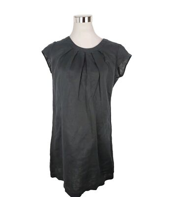 Gerry Weber Shiftkleid Damen Gr. 38/ M Leinen Schwarz Kurzarm Reißverschluss 