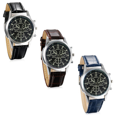 Classical Decoration Arabic Numerals Men Unique Leather Strap Quartz Wrist Watch