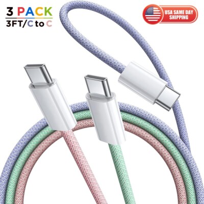 3x iPhone 16 15 Pro Max USB-C to USB-C Cable Fast Charger Type C Charging Cord